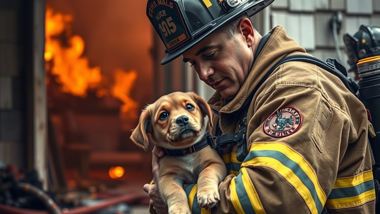 Bombeiros salvam cachorrinho preso em casa em chamas no DF